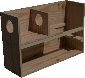 intérieur du nichoir «caisse à vin»